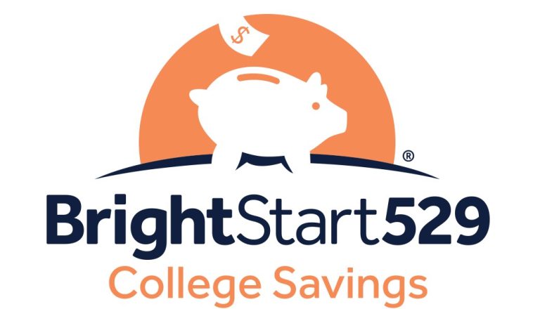 Bright Start 529 College Savings logo showing a drawing of a piggy bank