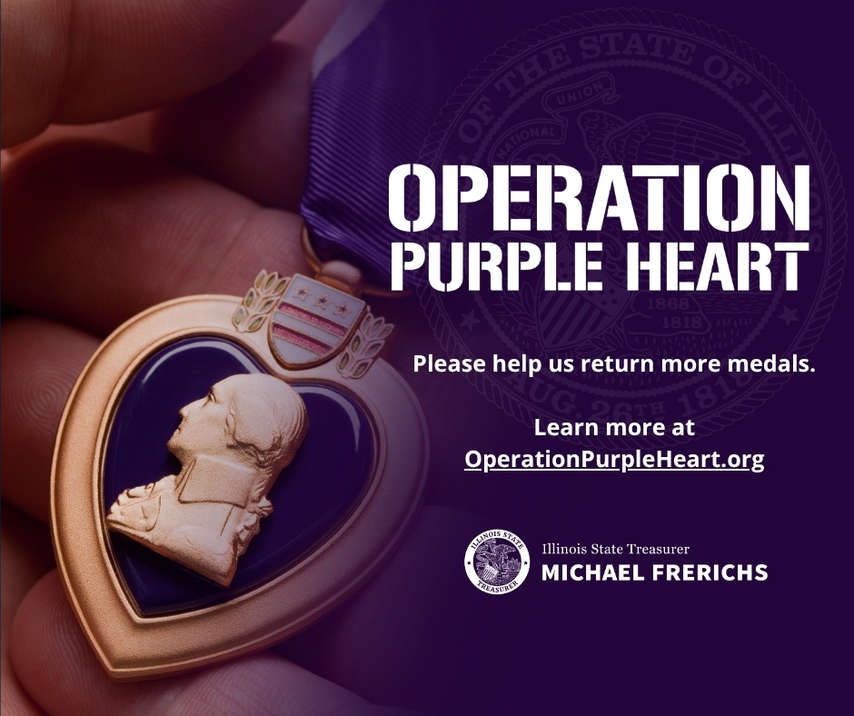 a purple heart medal held in someone's hand. stylish